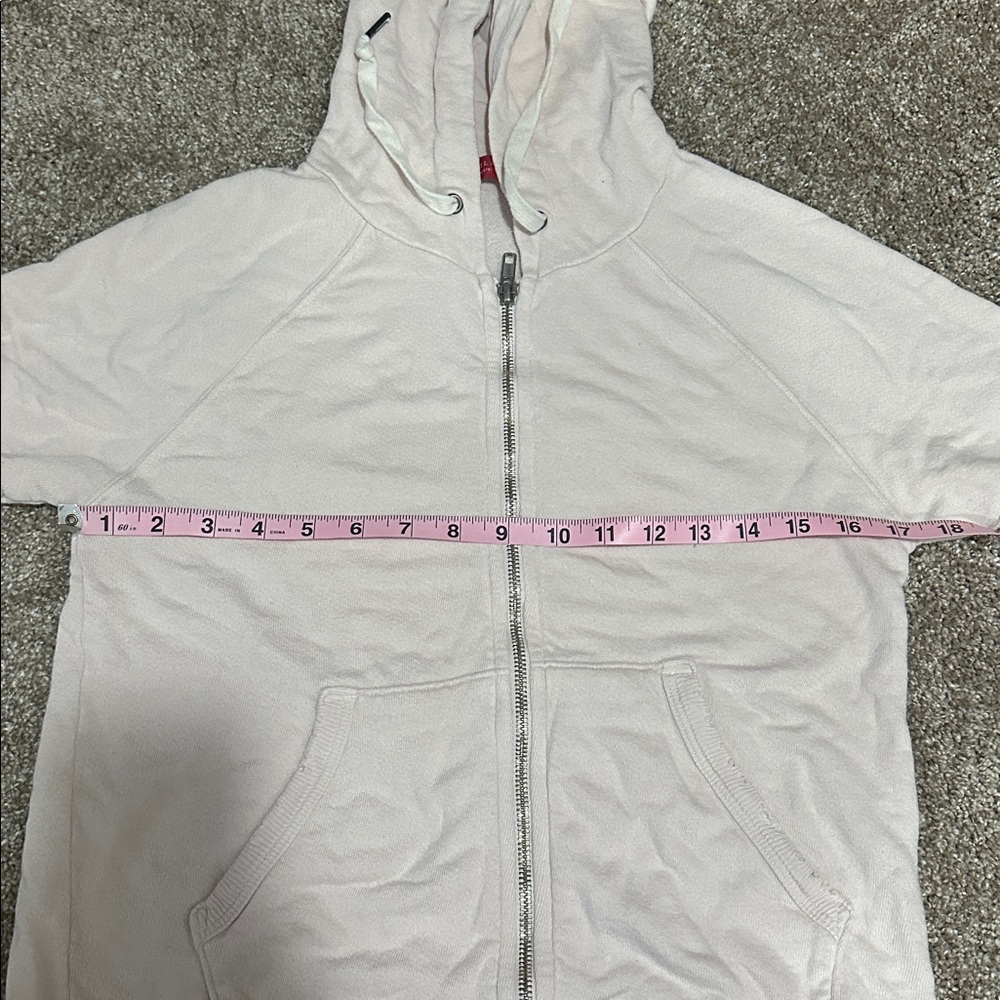 Light Pink Short Sleeve Zip Hoodie - Picture 9 of 13